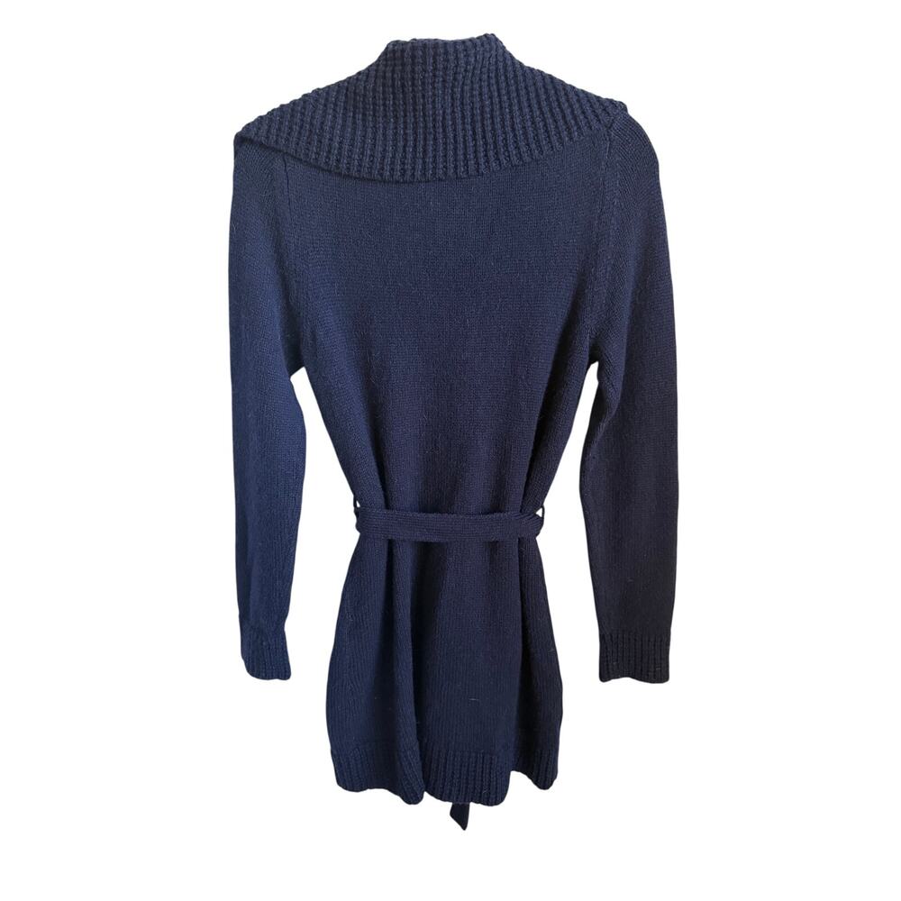 Banana Republic Wool Blend Long Sleeve Belted Cardigan Sweater Navy Womens M NWT - Picture 7 of 7